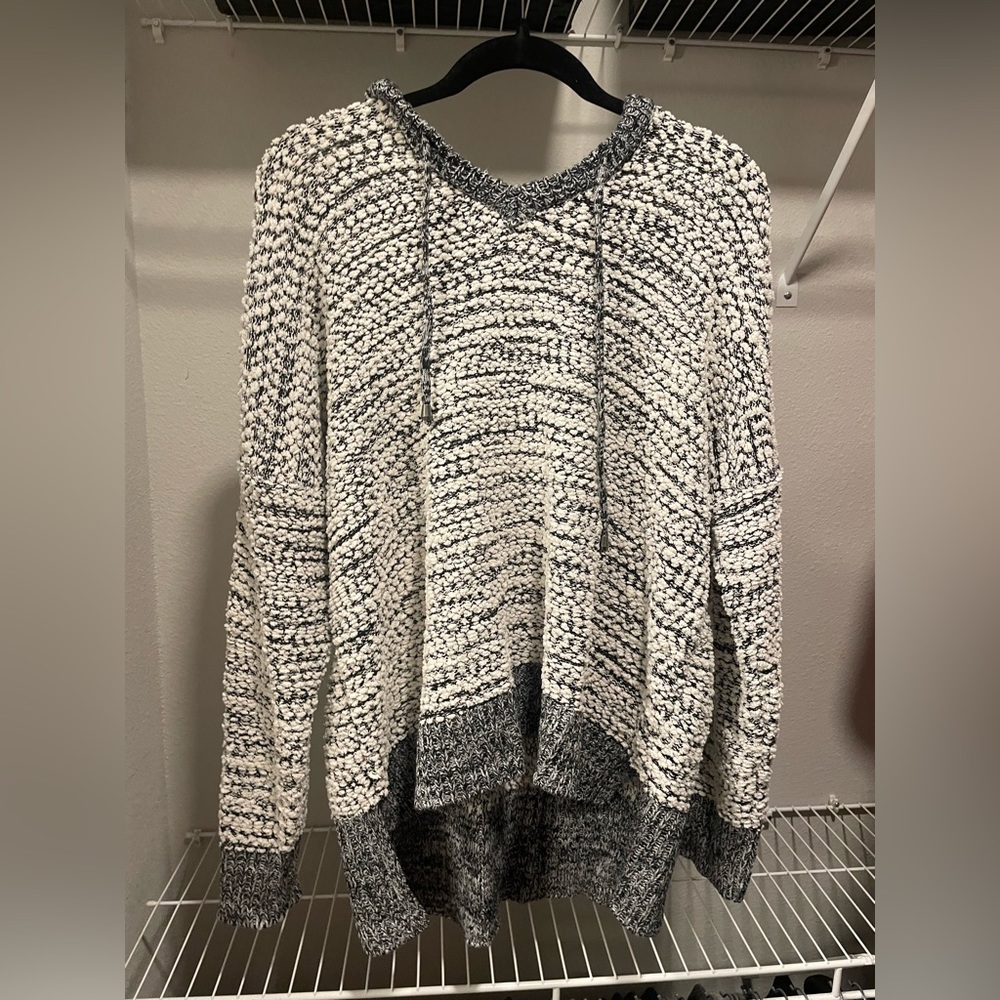 soft gray and white pullover hoodie